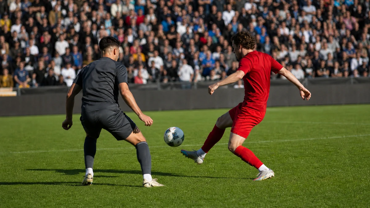 Spelmoment från en fotbollsmatch i Superettan.