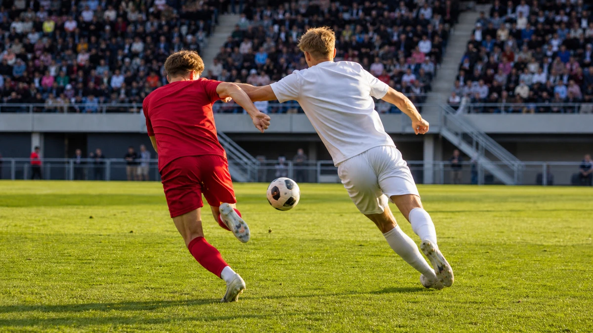 Spelmoment från en fotbollsmatch i Superettan.